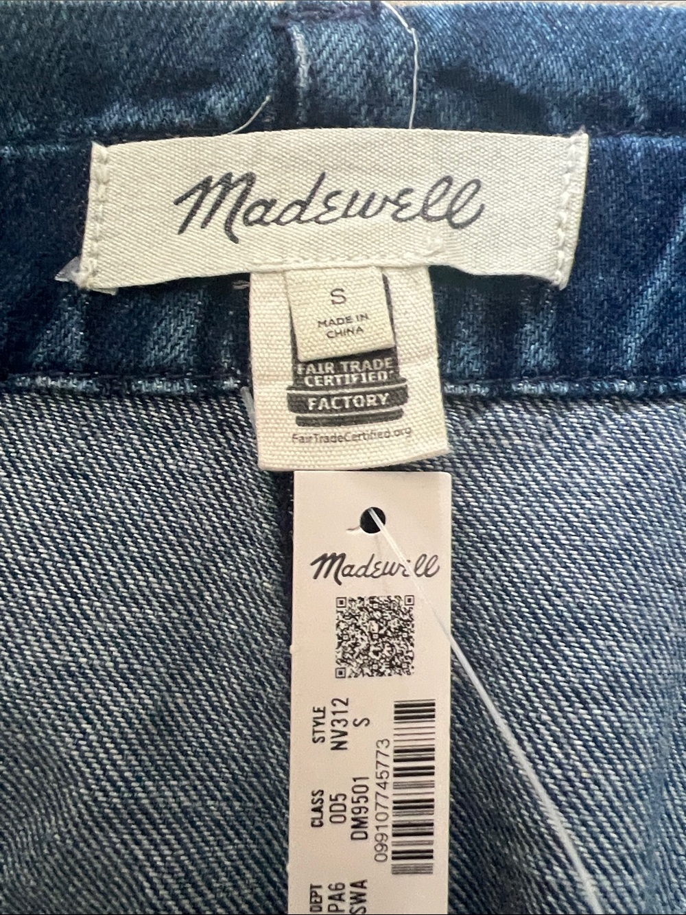 NWT Madewell Womens Size Small Shibori Denim Tie Waist Denim Shorts - Picture 3 of 4